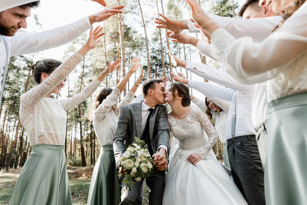 A young couple ties the knot at one of the many San Juan Islands wedding venues.